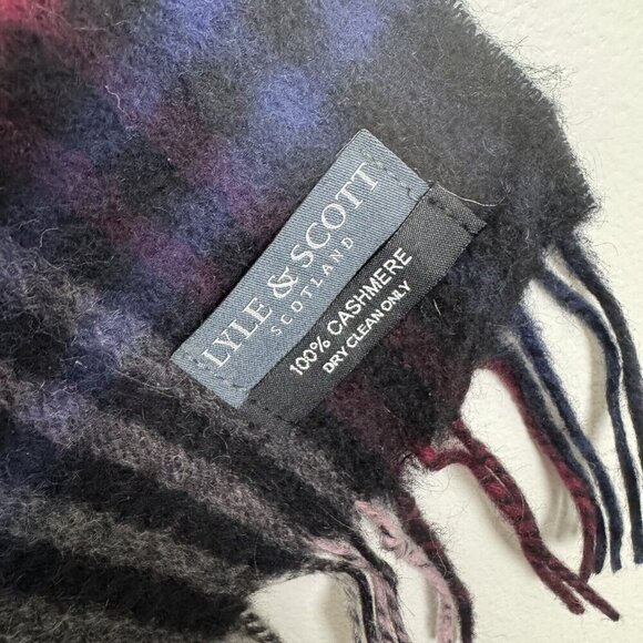 Lyle And Scott 100% Cashmere Multi Colored Plaid Scarf Made In Scotland 9.5”x65” - Picture 2 of 4